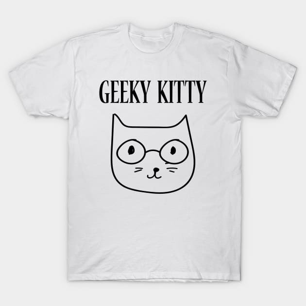 Geeky Kitty Cat T-Shirt by JevLavigne